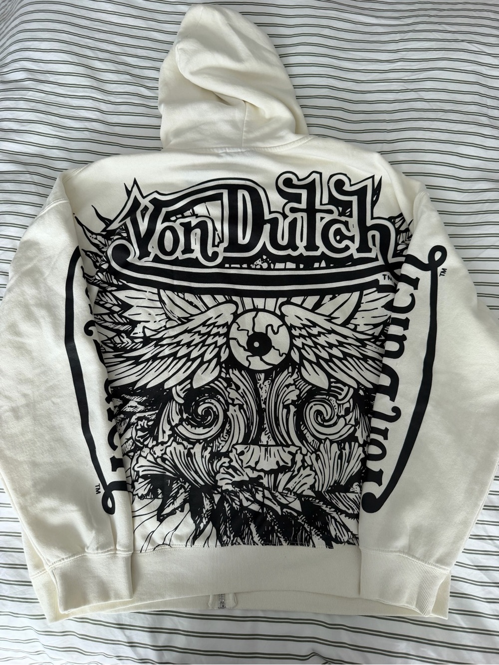 Von Dutch White Hoodie with Black Graphic Back Print